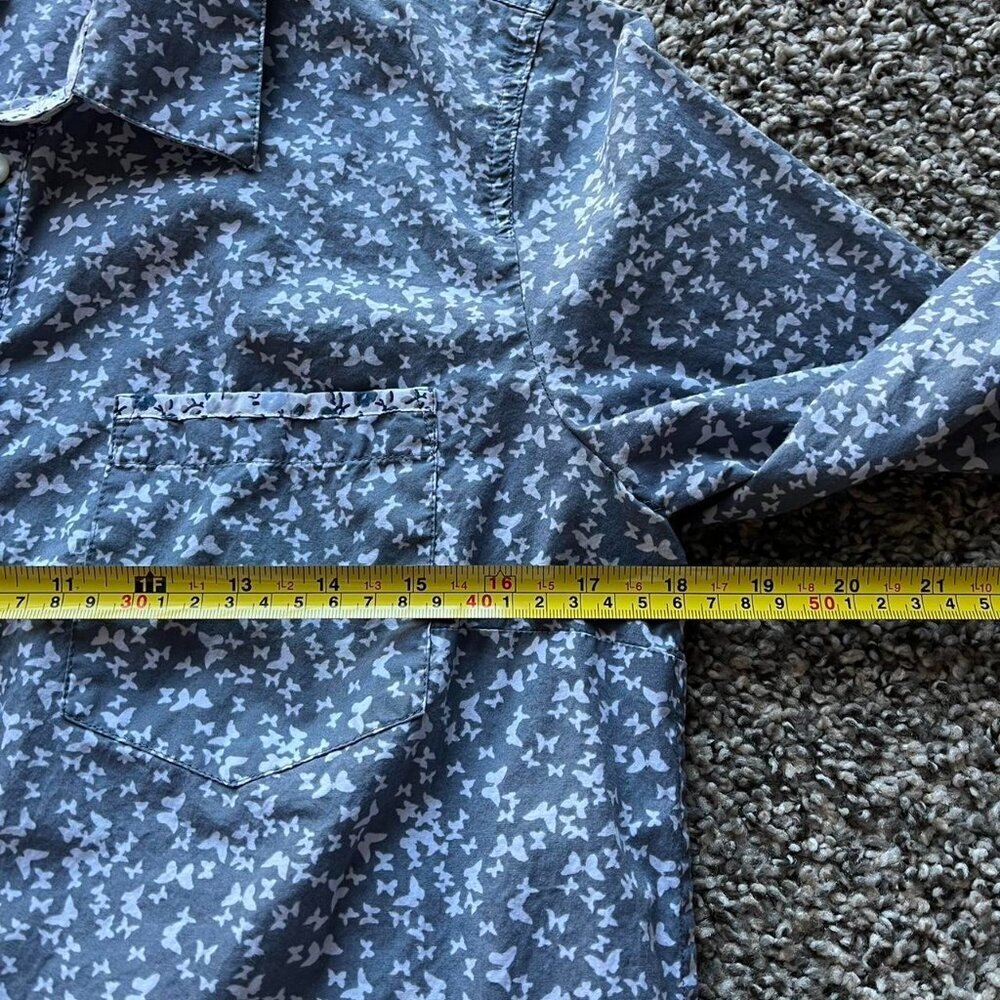 Banana Republic Button-up Shirt Med Blue Butterfly Whimsical Floral Cottagecore - Picture 6 of 7